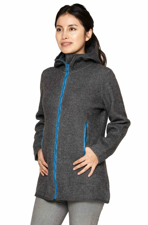Kapuzenjacke Damen ALPACA SPORT mit 50% Alpaka anthrazit