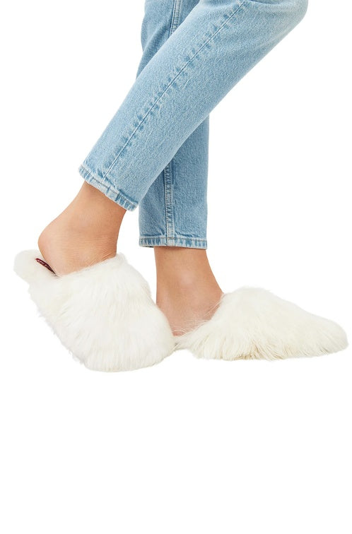 Pantoffeln KUSCHEL aus 100% Alpaka Fell weiss