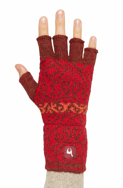 Fingerlose Handschuhe CHIMU aus 100% Baby Alpaka rot