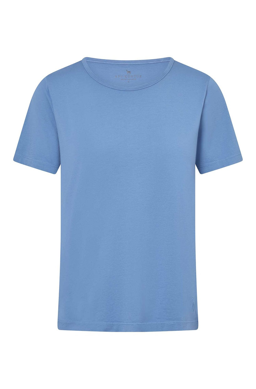 Pima-Baumwolle Kurzarm-T-Shirt Blau