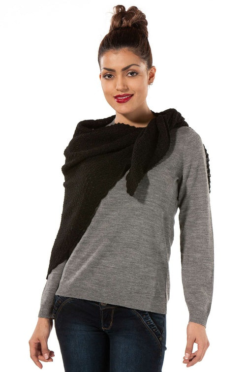 Schal Dreieck MARIPOSA aus 100% Alpaka schwarz one-size