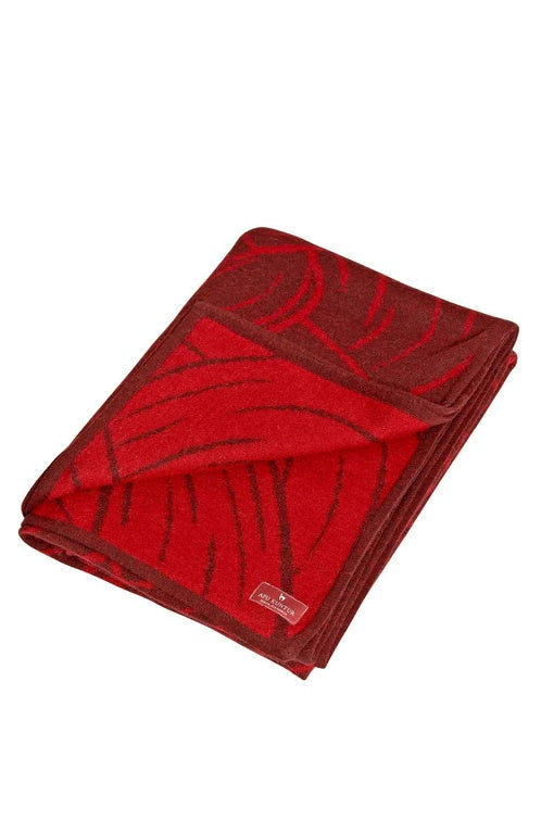 Wolldecke JACQUARD aus 100% Alpaka - extragroß rot bordeaux one-size
