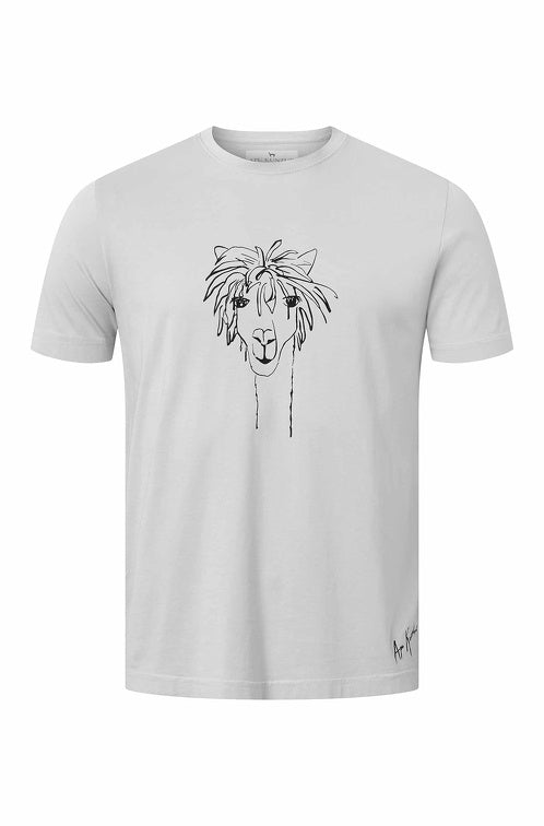 Pima-Baumwolle T-Shirt RASSI mit Alpaka-Motiv Herren silber