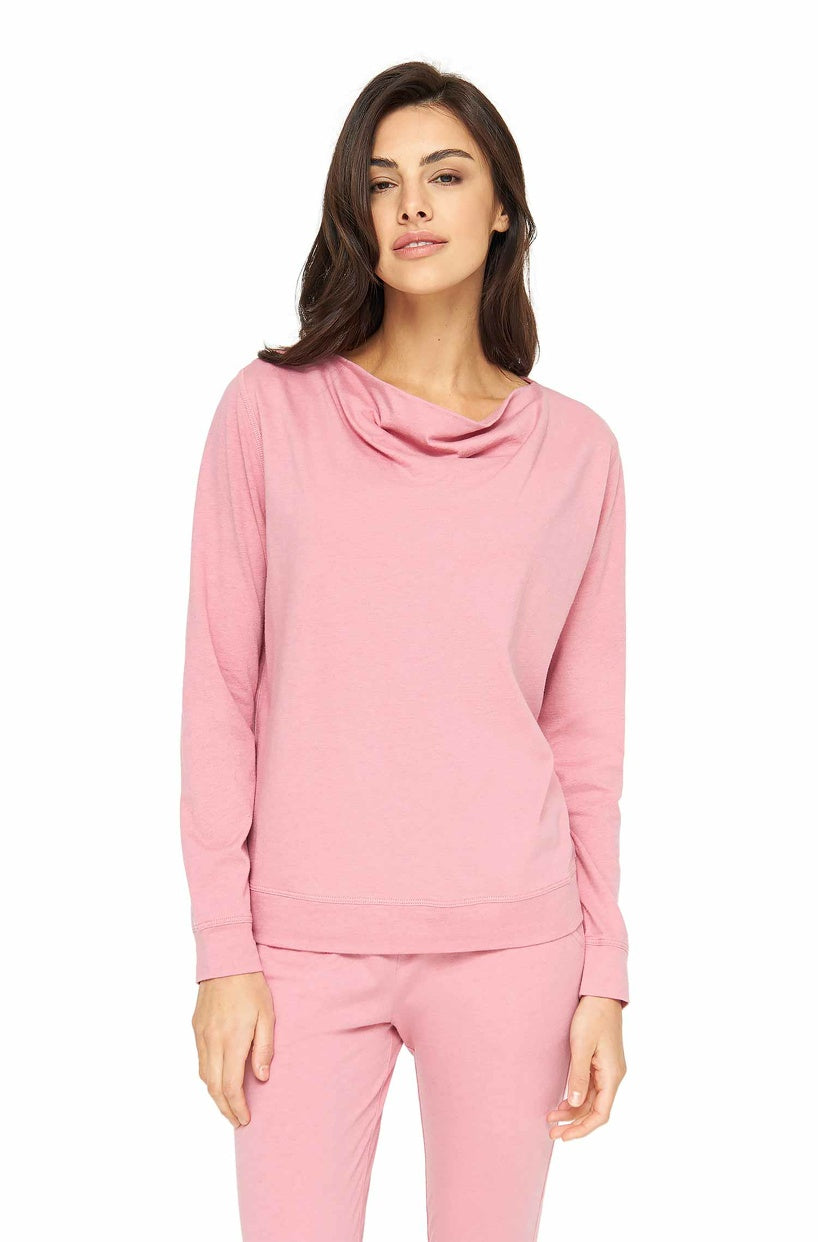 Alpaka Schlafanzug Pyjama Oberteil Damen DREAMLINE mit Bio Baumwolle pearl rose