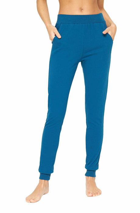 Alpaka Schlafanzug Pyjama Hose Damen DREAMLINE mit Bio Baumwolle midnight blue