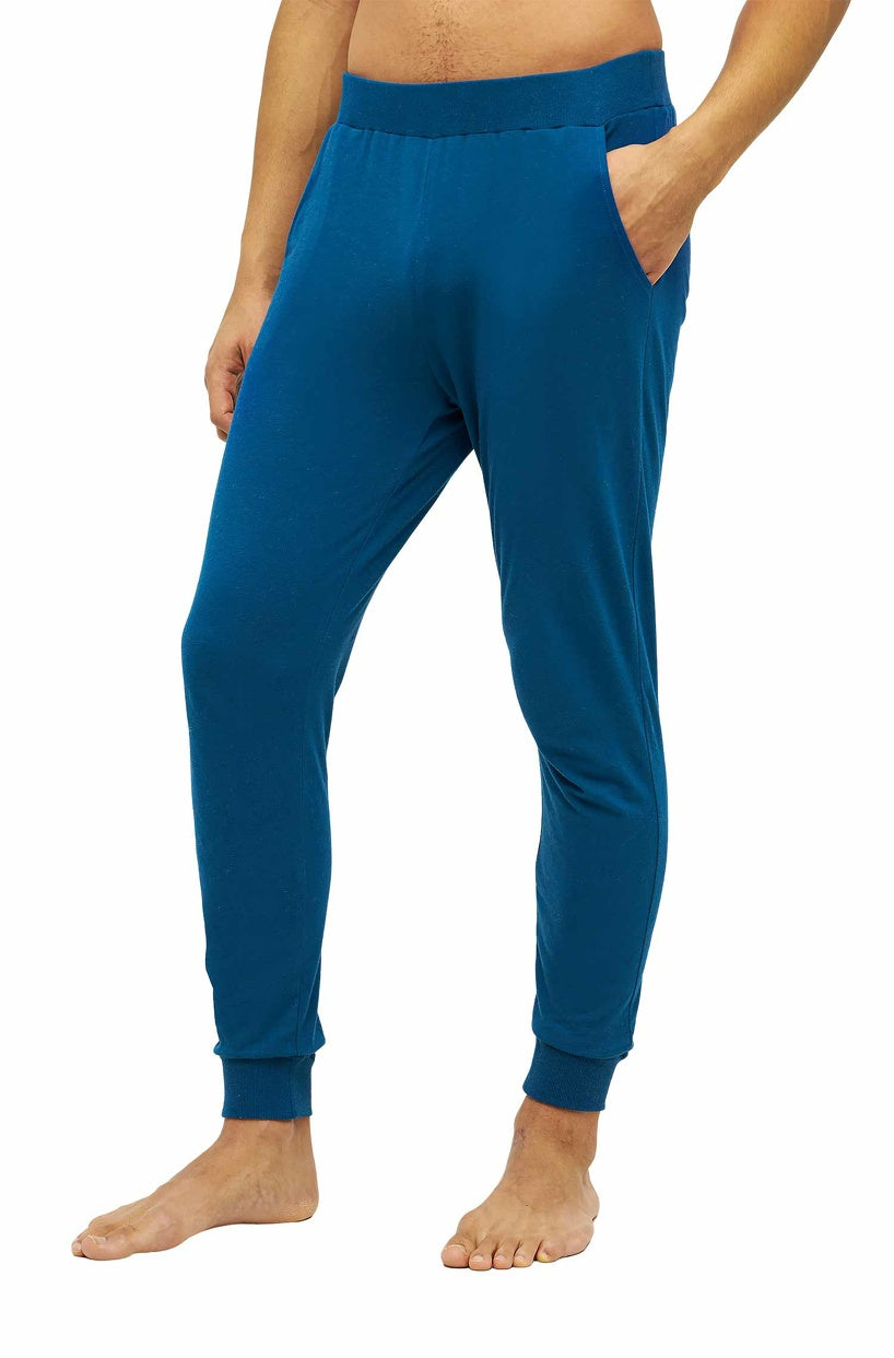 Alpaka Schlafanzug Pyjama Hose Herren DREAMLINE mit Bio Baumwolle midnight blue