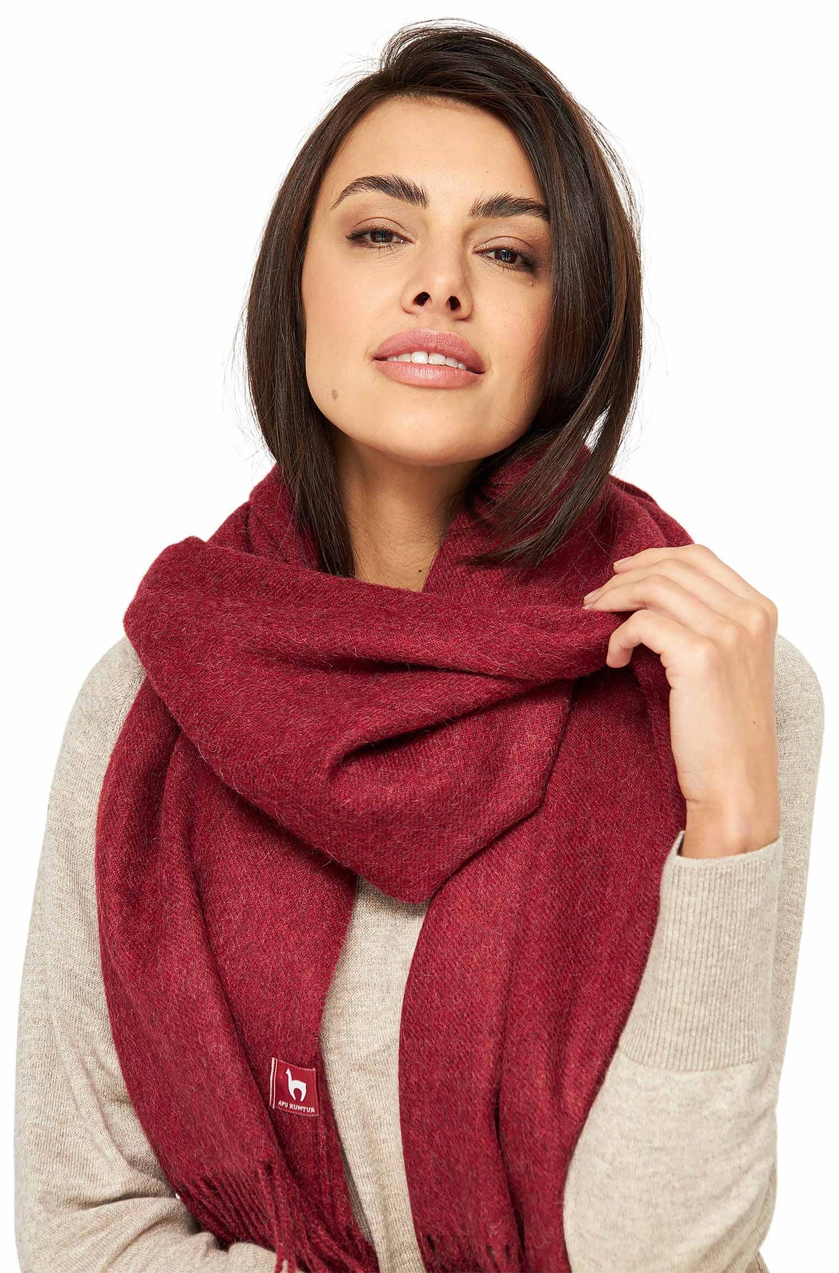 Alpaka Schal Oversize UNI GRANDE - 100% Alpaka - 200x70cm rot 200x70cm