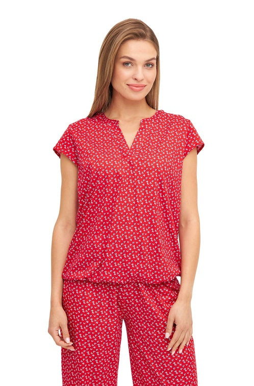 Pima-Baumwolle Shirt PAPERFLOWER mit Flügelärmel rot