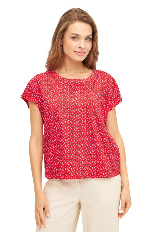 Pima-Baumwolle Boxy-T-Shirt PAPERFLOWER rot