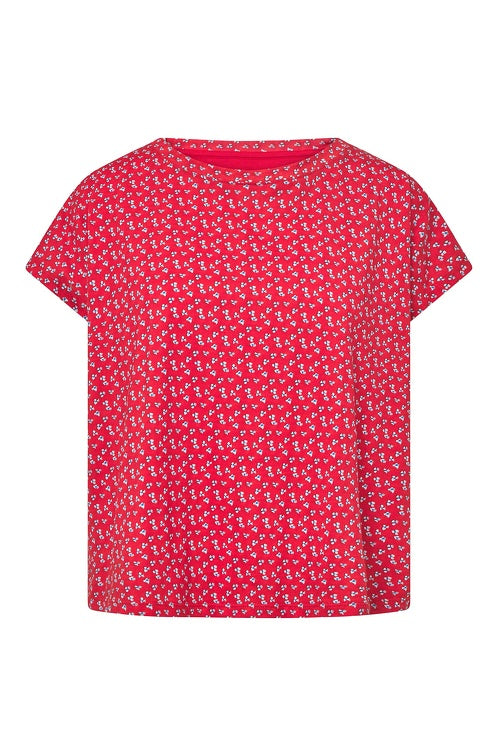 Boxy T-Shirt PAPERFLOWER aus Bio-Pima-Baumwolle red