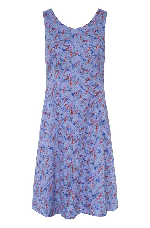 Kurzes Kleid FLYING BIRD aus Bio-Pima-Baumwolle purple-pastel