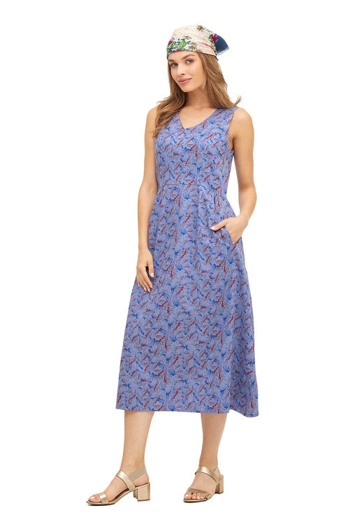 Langes Kleid FLYING BIRD aus Bio-Pima-Baumwolle