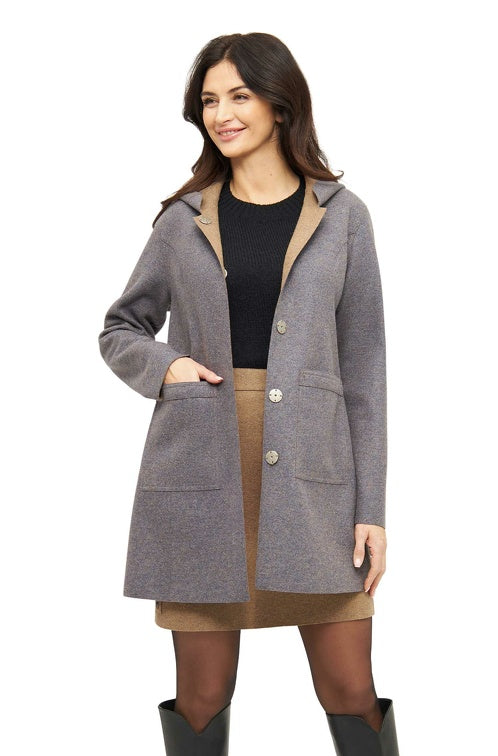 Alpaka Mantel COSTA aus Alpaka und Merino sandstone-gray