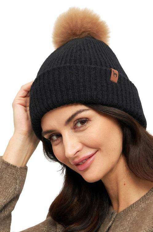Alpaka Bommel-Mütze PACA mit Merino