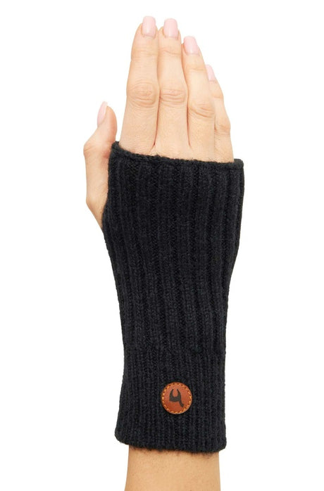 Pulswärmer PACA - 87% Alpaka - mit Daumenloch schwarz one-size