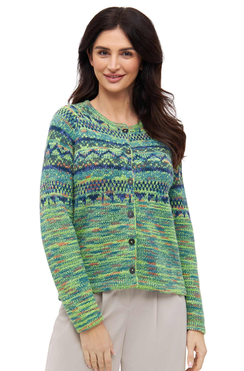 Alpaka Strickjacke COLORES ANDEN (92% Alpaka) - grün meliert grün meliert