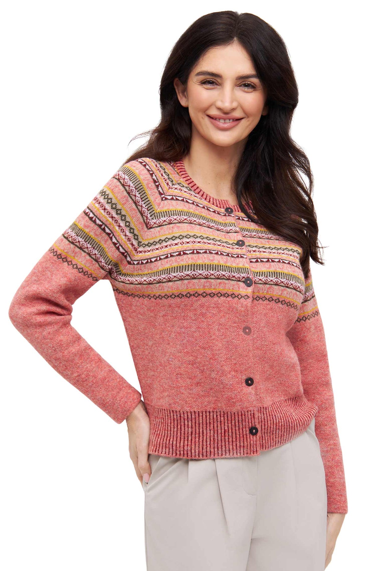 Strickjacke COLORES ANDEN mit 92% Alpaka - altrosa
