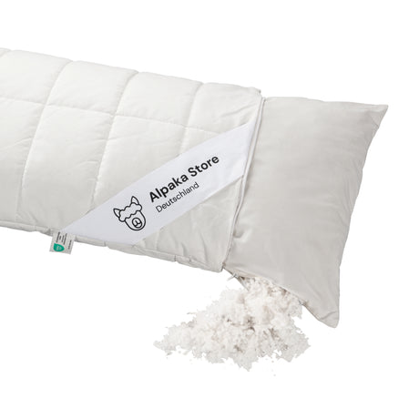 Alpaka Kopfkissen mit Schafwolle (kbT) 80x80 cm 100% Bio-Baumwolle
