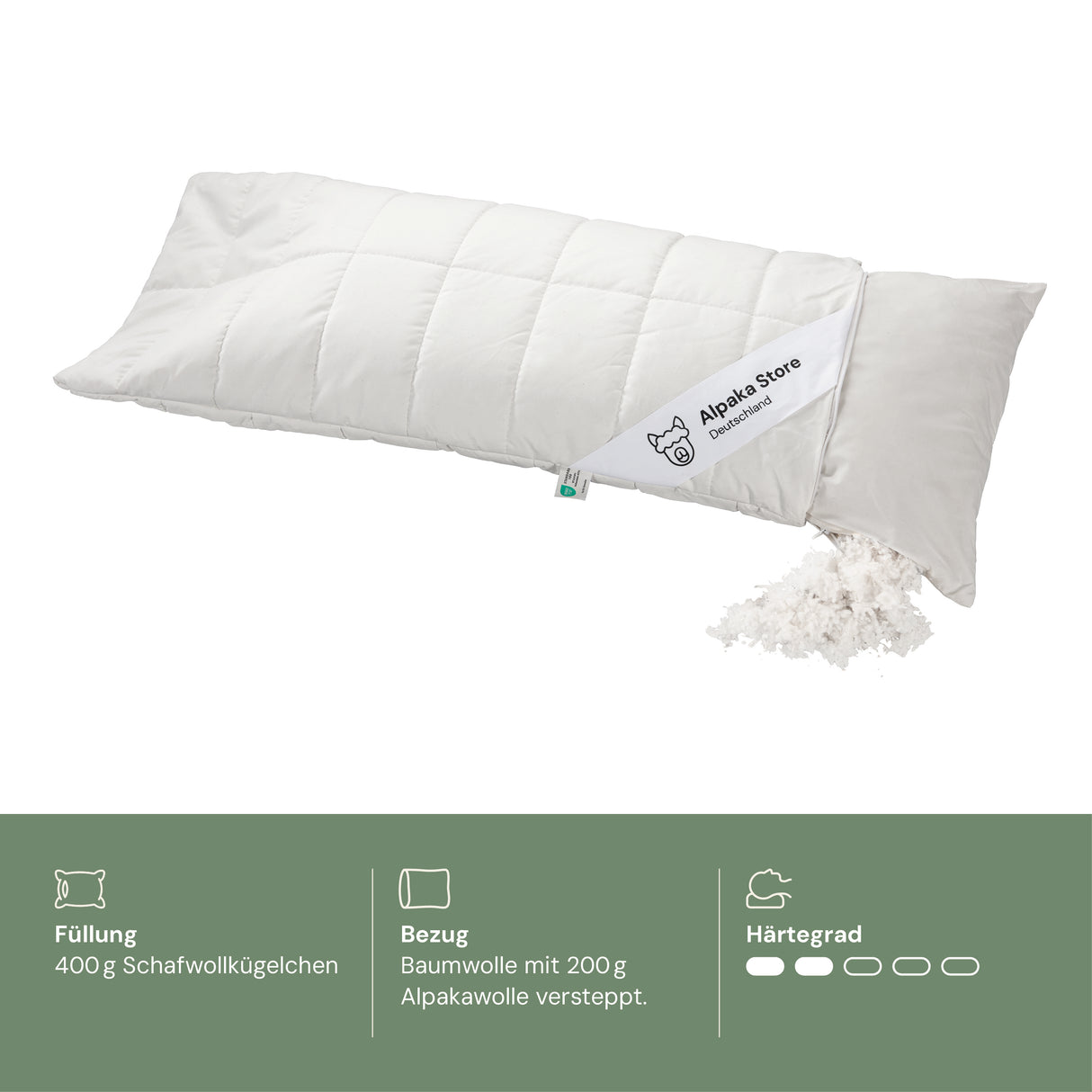 Alpaka Kopfkissen mit Schafwolle (kbT)