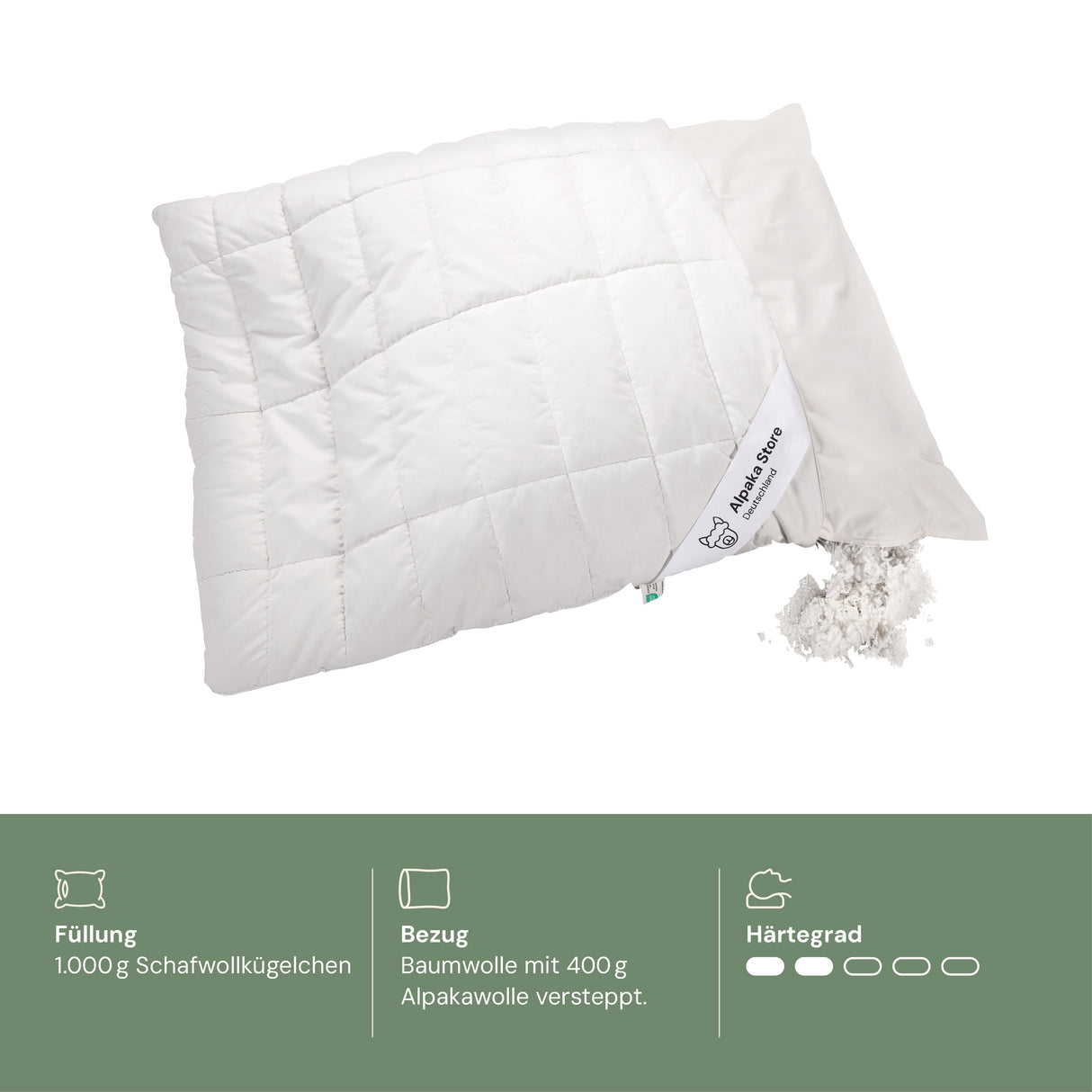 Alpaka Kopfkissen mit Schafwolle (kbT)