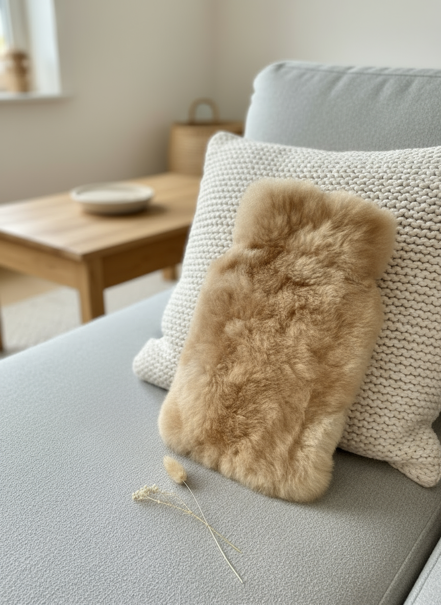 Alpaka Wärmflasche PREMIUM - braun - 100% Alpaka Fell