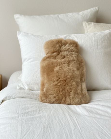 Alpaka Wärmflasche PREMIUM - braun - 100% Alpaka Fell