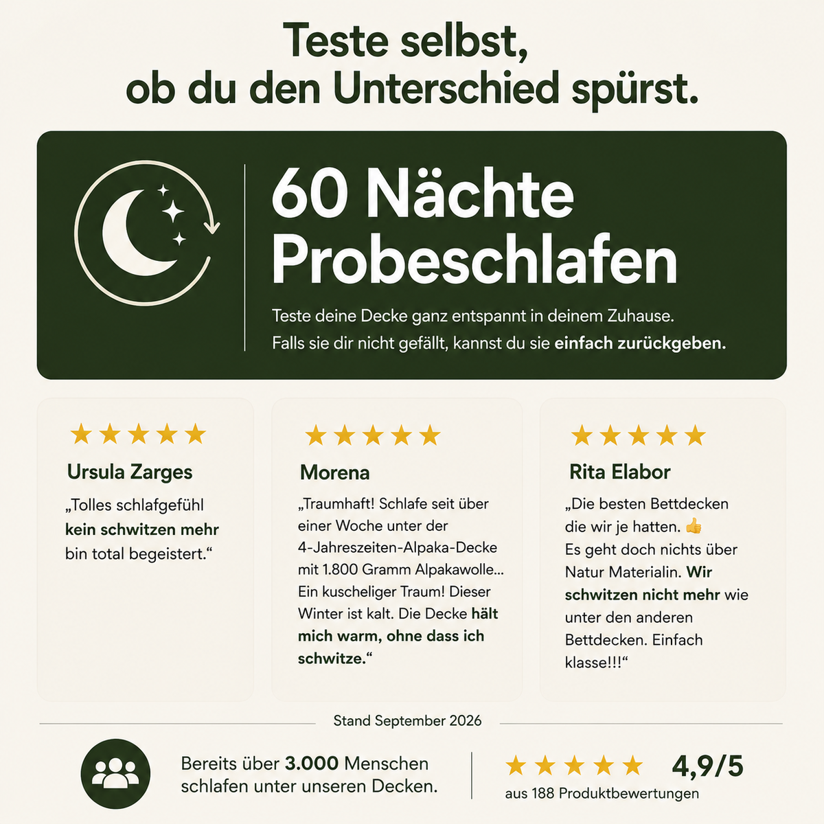 Alpaka Bettdecke aus 100% Alpakawolle - inkl. gratis Schlafratgeber