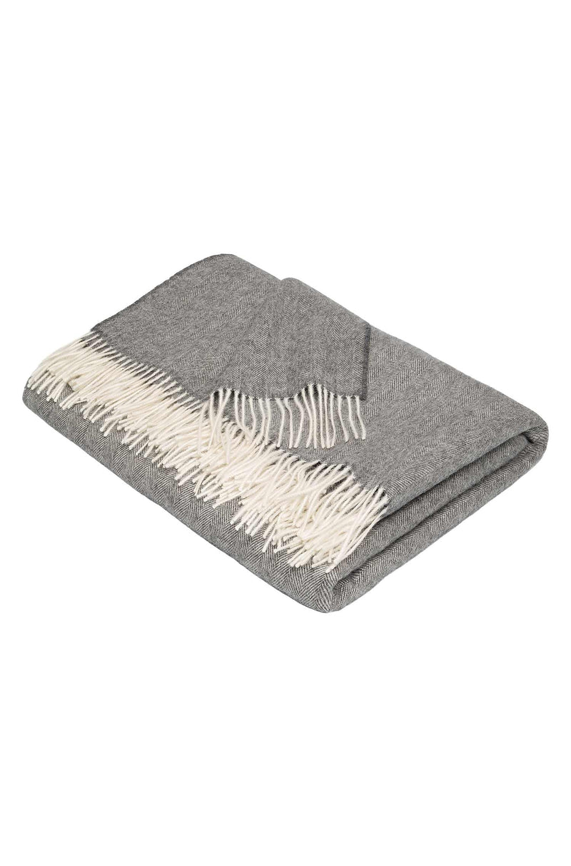 Alpaka Decke FISCHGRAT grau weiss onesize