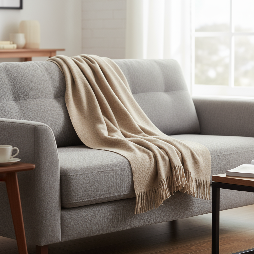 Nachhaltige Kuscheldecke KAMINFEUER mit 40% Alpaka