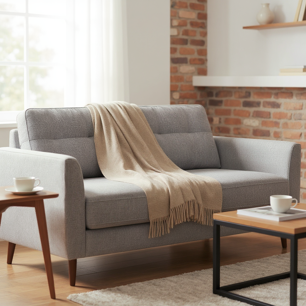 Nachhaltige Kuscheldecke KAMINFEUER mit 40% Alpaka