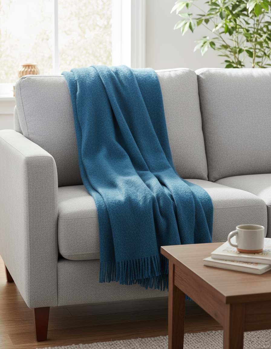 Nachhaltige Kuscheldecke KAMINFEUER mit 40% Alpaka