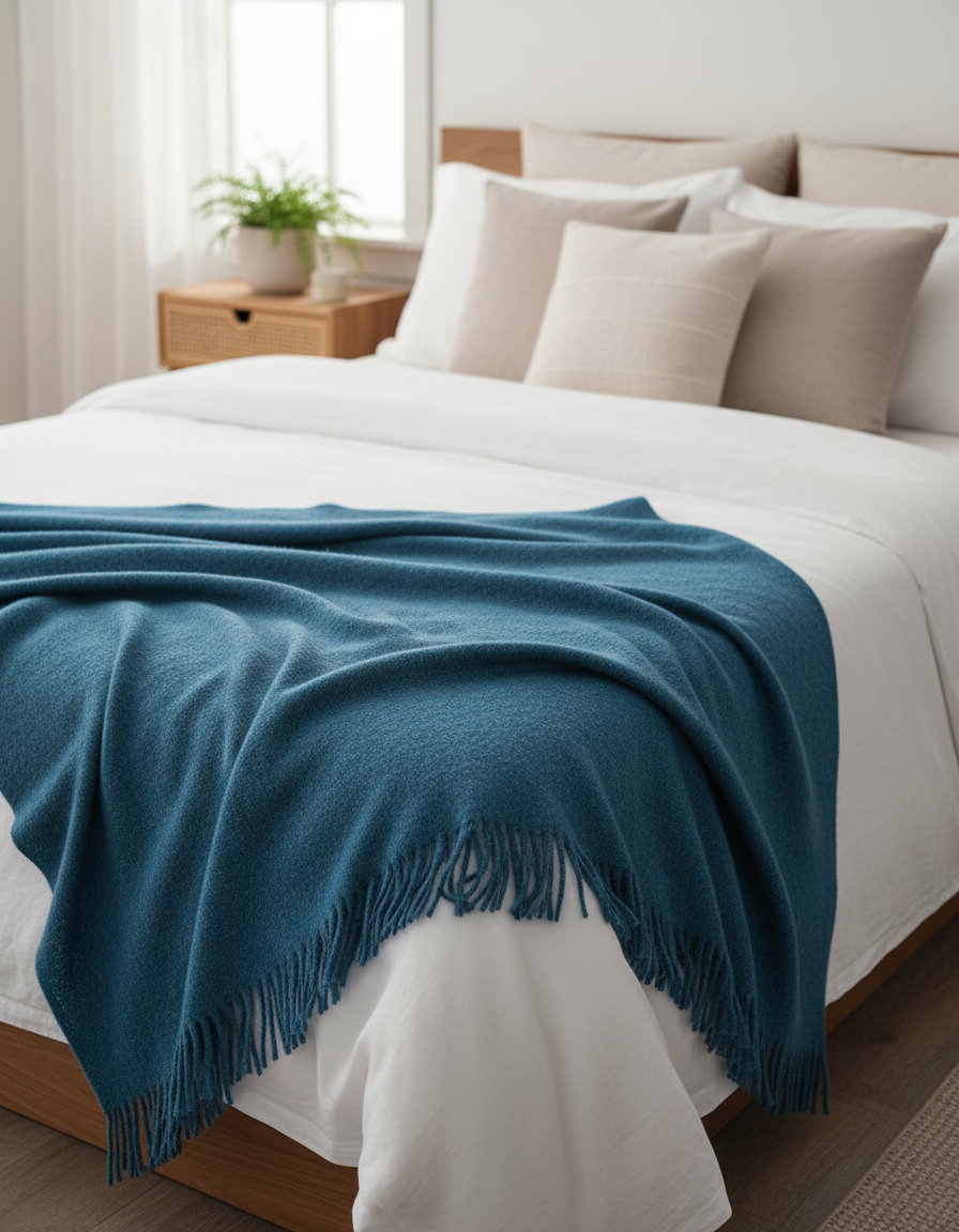 Nachhaltige Kuscheldecke KAMINFEUER mit 40% Alpaka