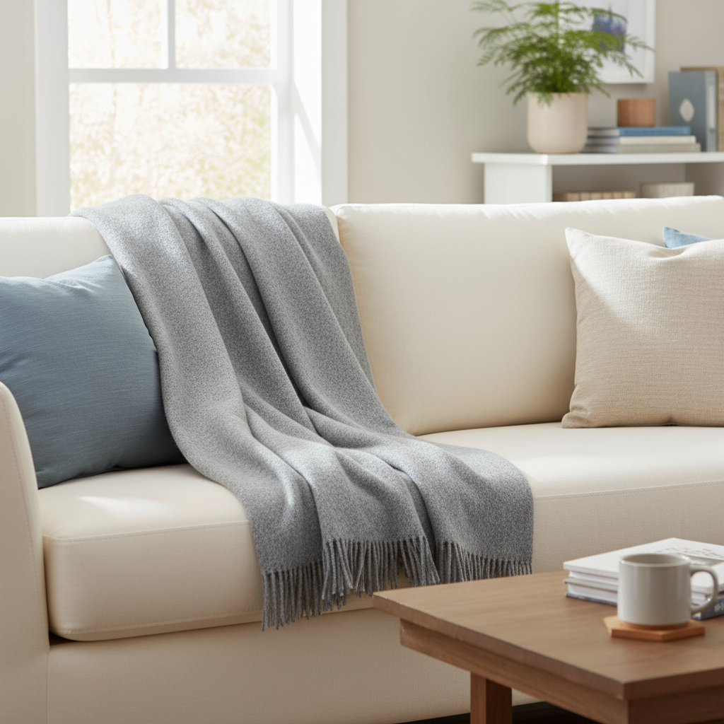 Nachhaltige Kuscheldecke KAMINFEUER mit 40% Alpaka