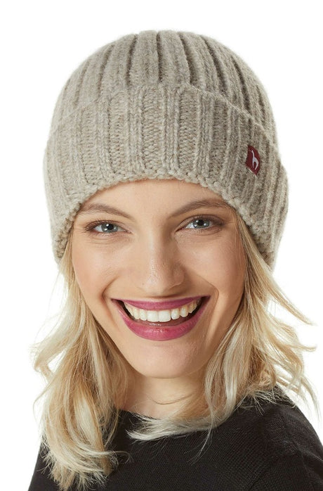 Alpaka Mütze BIANCA mit Merino sand one-size