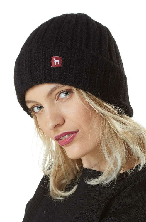 Alpaka Mütze BIANCA mit Merino schwarz one-size