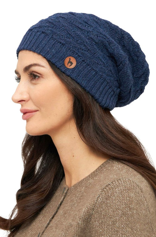Alpaka Basken-Mütze BIESEN - 100% Alpaka blau meliert one-size