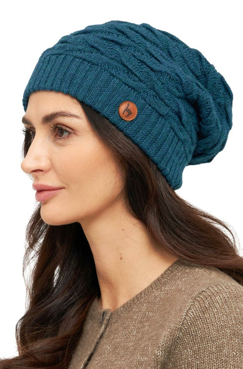Alpaka Basken-Mütze BIESEN - 100% Alpaka petrol one-size