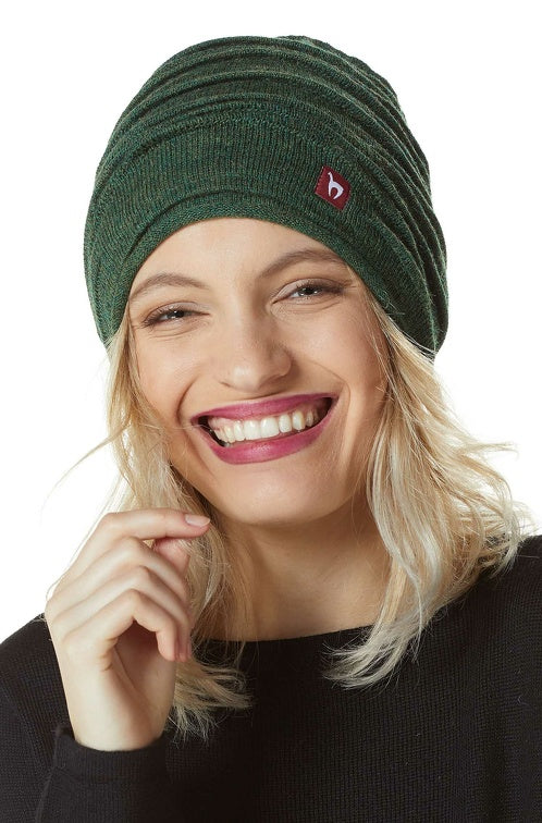 Alpaka Mütze CAMINOS - 100% Alpaka grün meliert