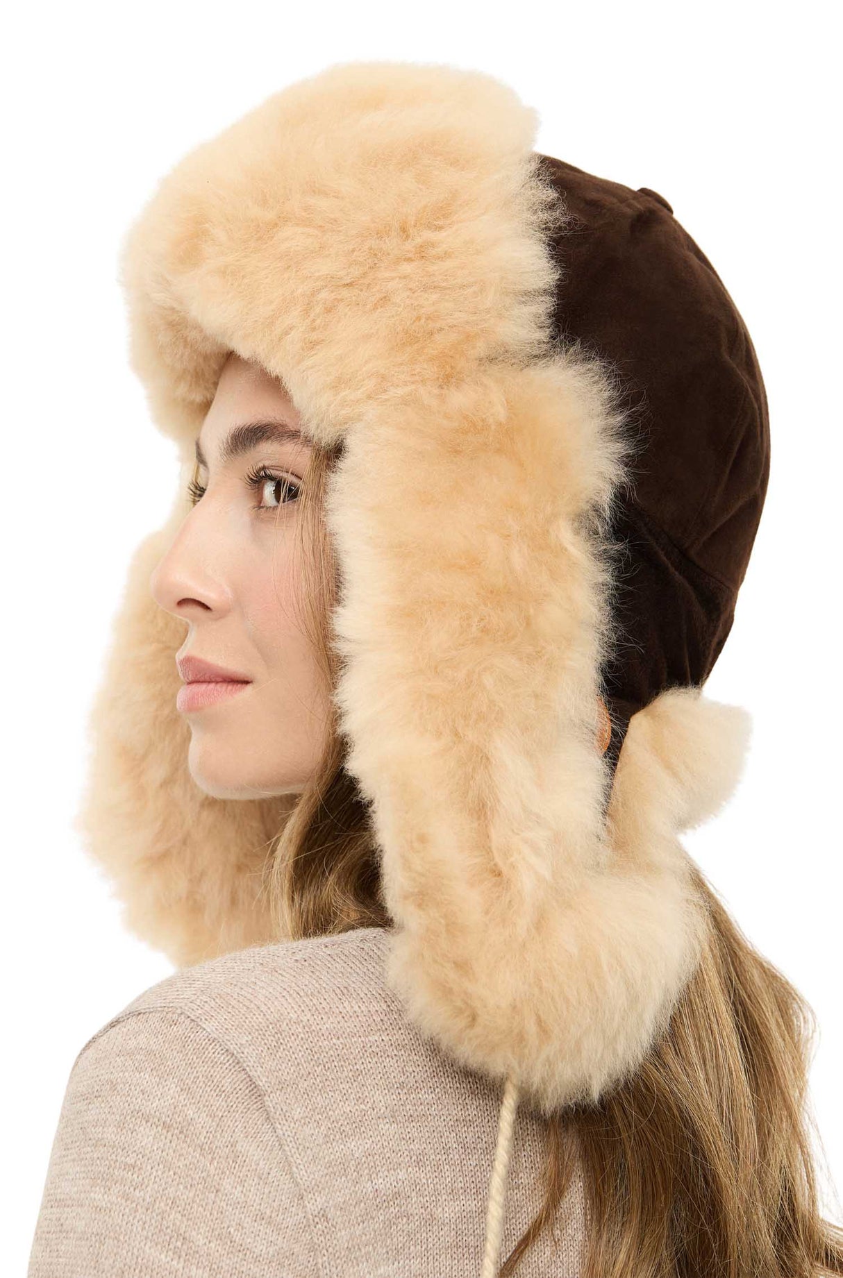 Flieger Fellmütze aus 100% Alpaka Fell