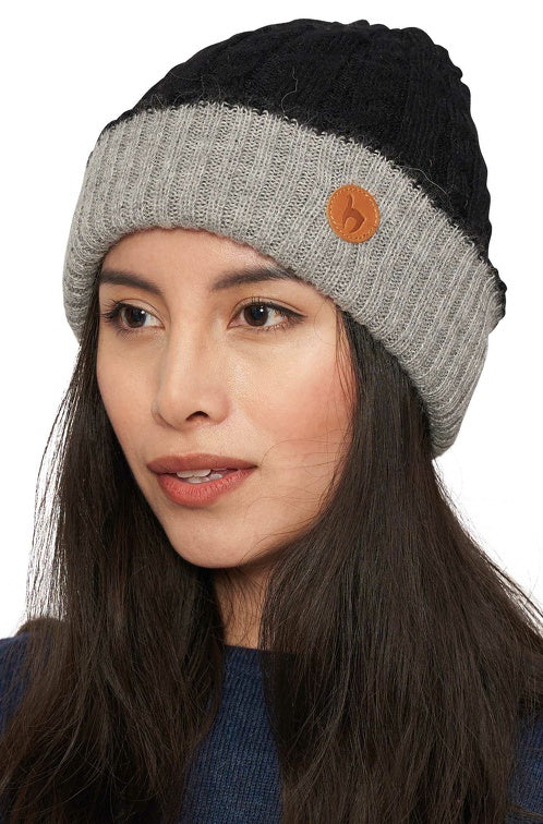 Alpaka Wendemütze SUAVE - 100% Alpaka schwarz silber one-size