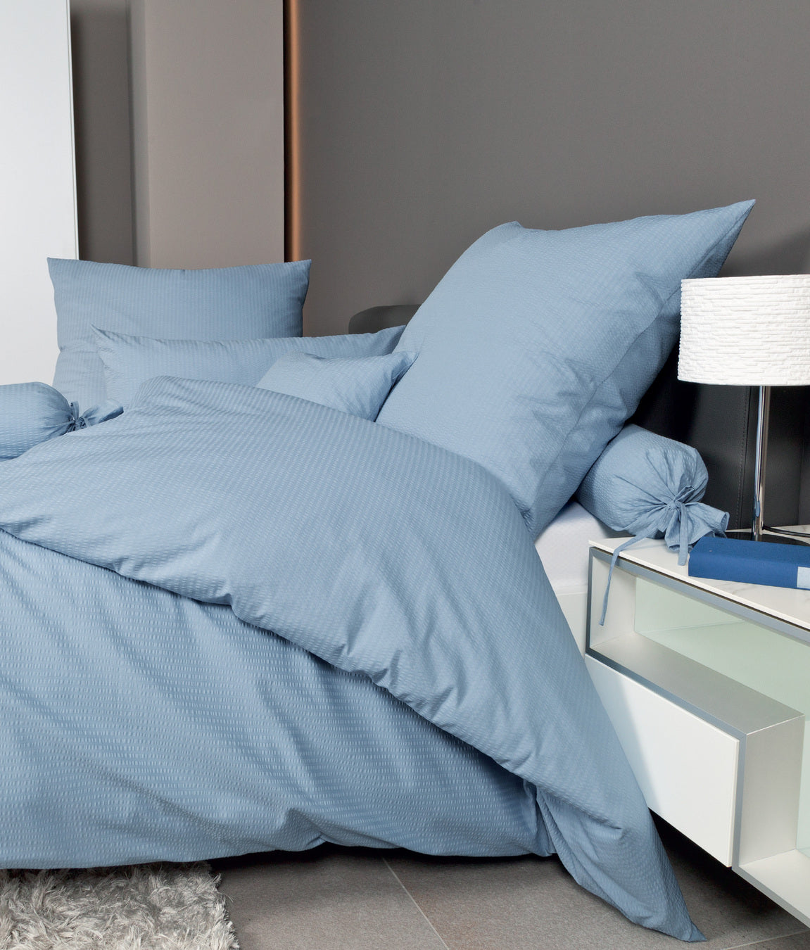 Mako-Soft-Seersucker Bettwäsche PIANO 0125 perlblau