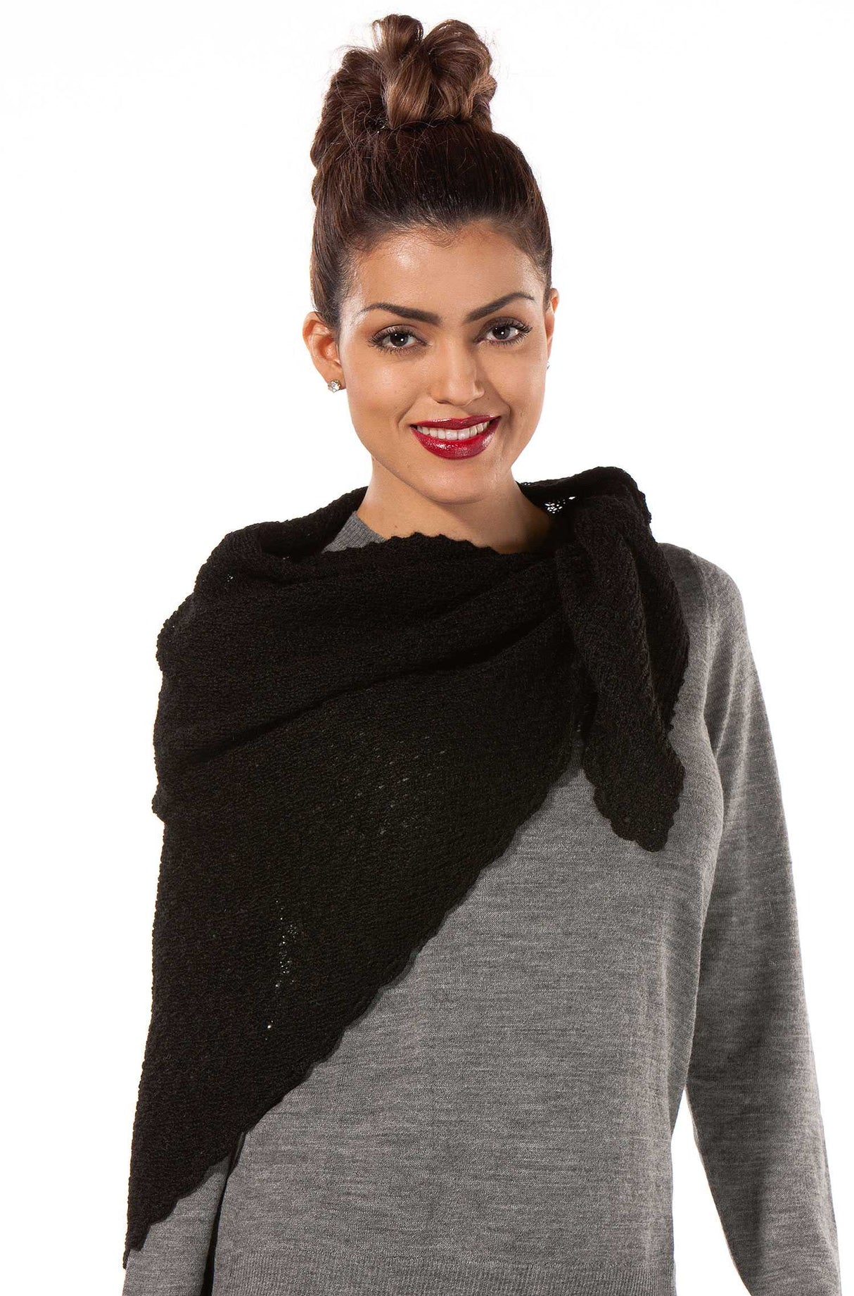 Schal Dreieck MARIPOSA aus 100% Alpaka schwarz one-size