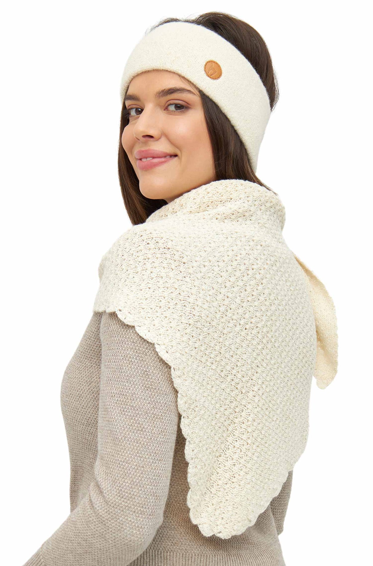 Schal Dreieck MARIPOSA aus 100% Alpaka weiss one-size