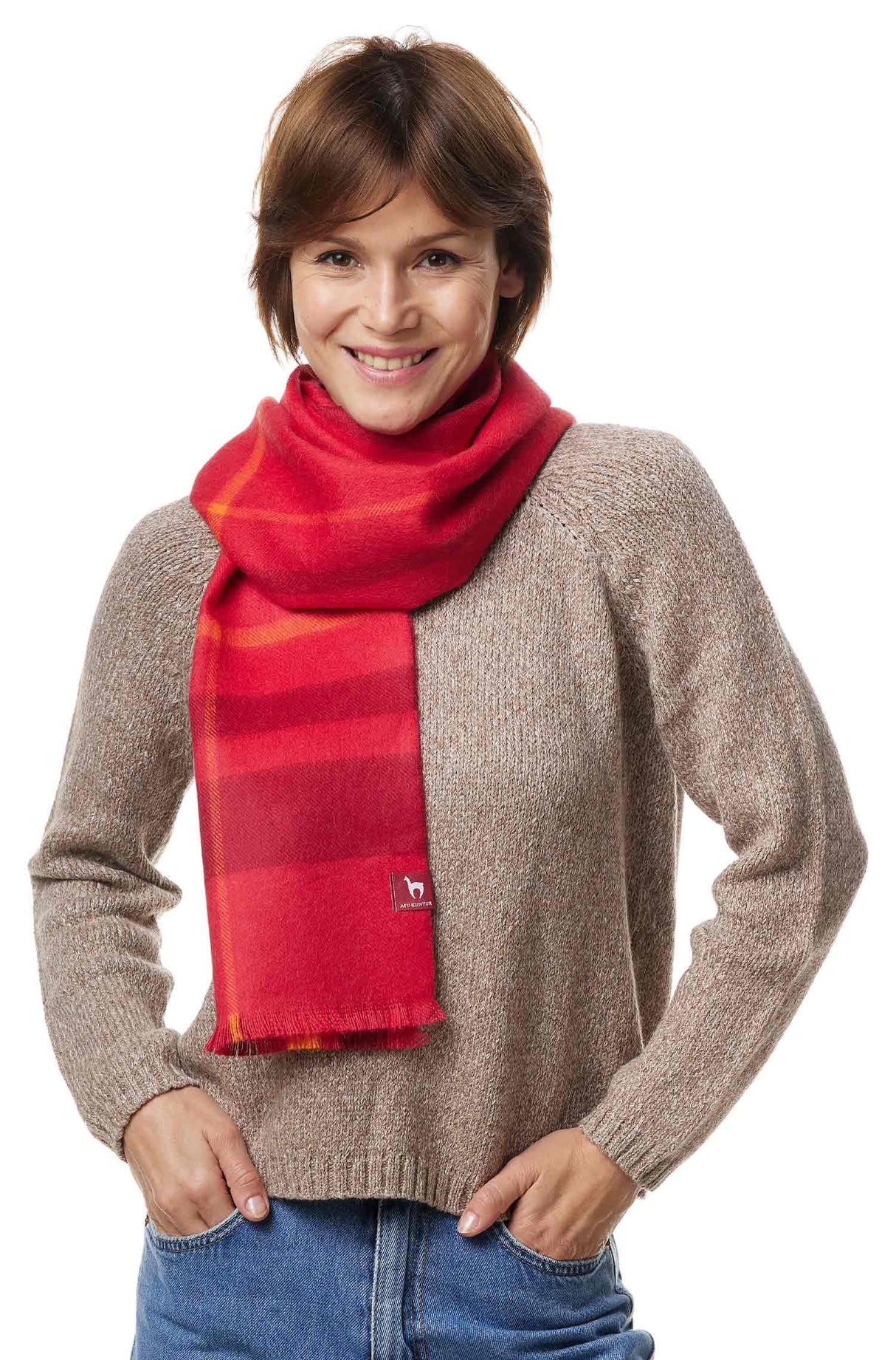 Schal PADRINO aus 100% Alpaka rot one-size