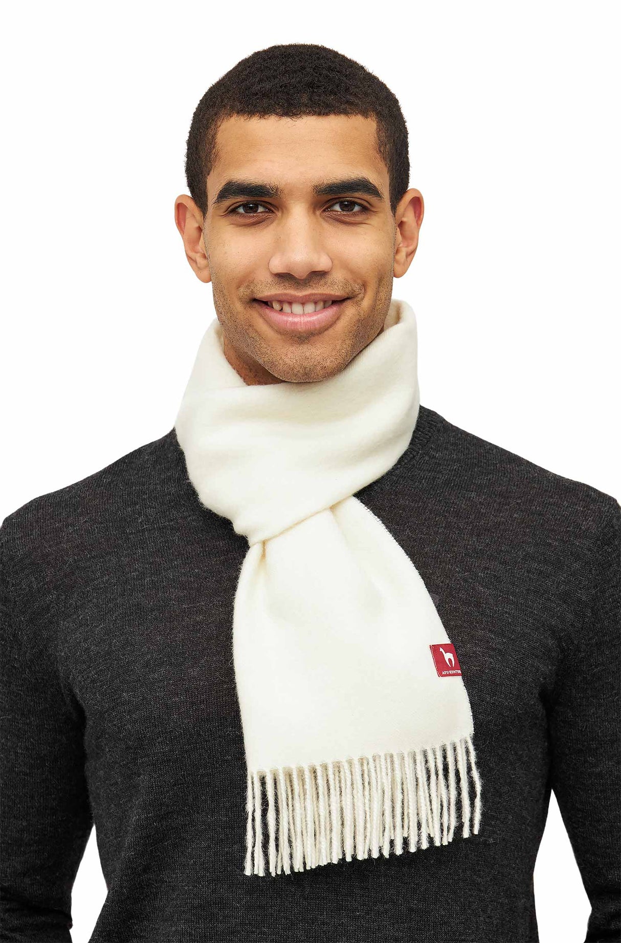 Alpaka Schal Uni aus 100% Alpaka ecru
