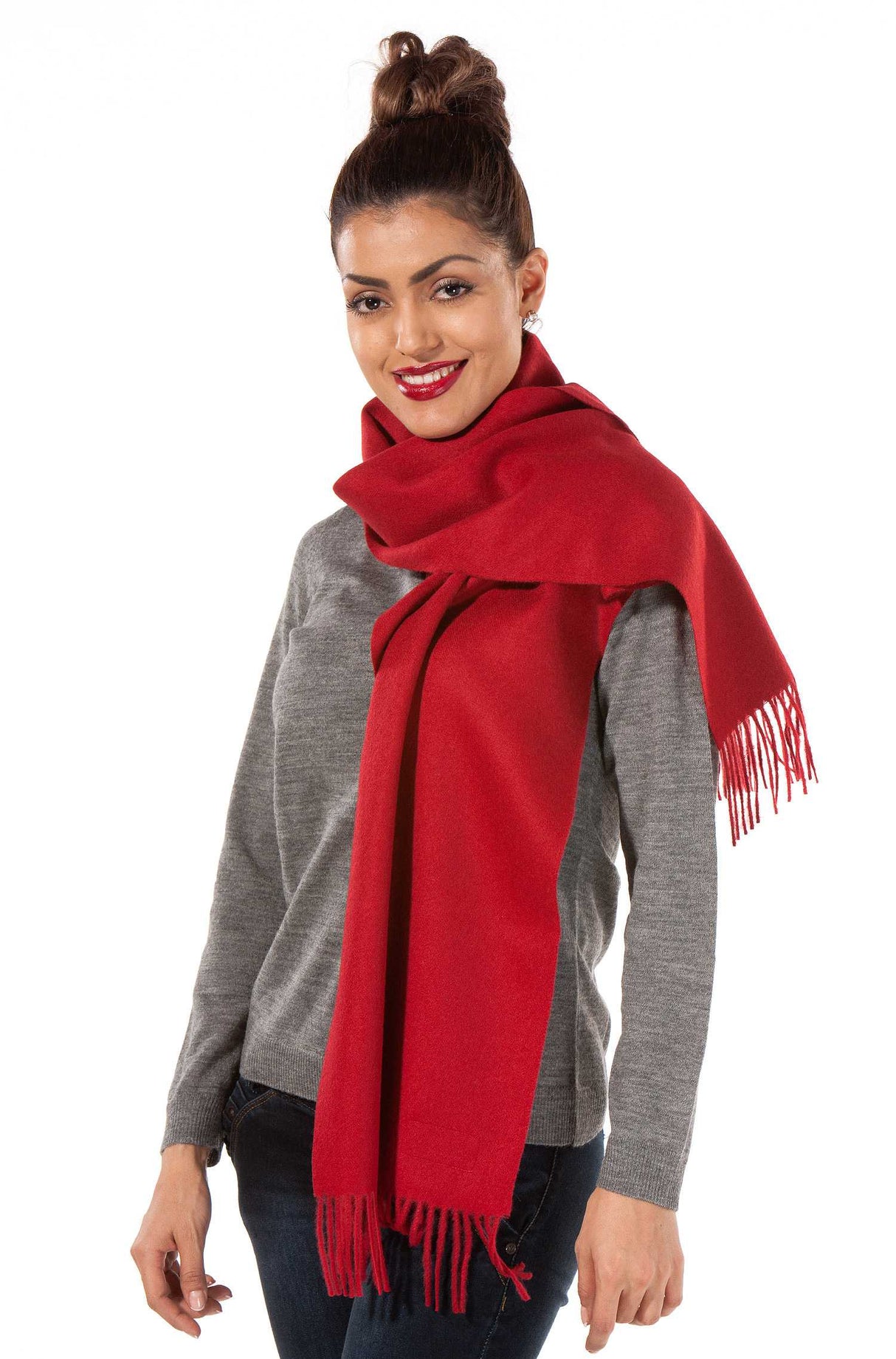 Alpaka Schal Uni aus 100% Alpaka rot