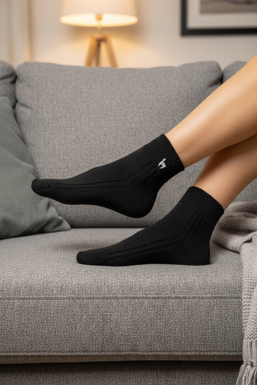 Alpaka WOHLFÜHLSOCKEN mit Aloe Vera - 52% Alpaka - schwarz