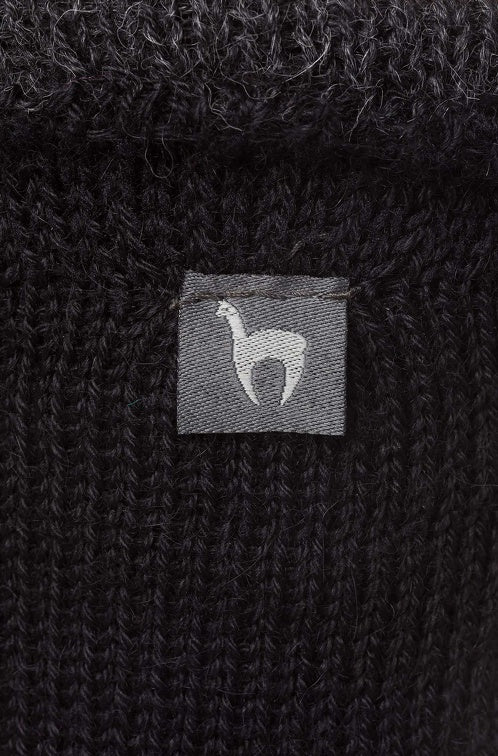 Alpaka WENDE-SOCKEN extra dick - 98% Alpaka schwarz-grau