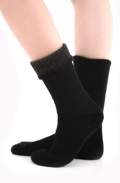 Alpaka WENDE-SOCKEN extra dick - 98% Alpaka schwarz grau