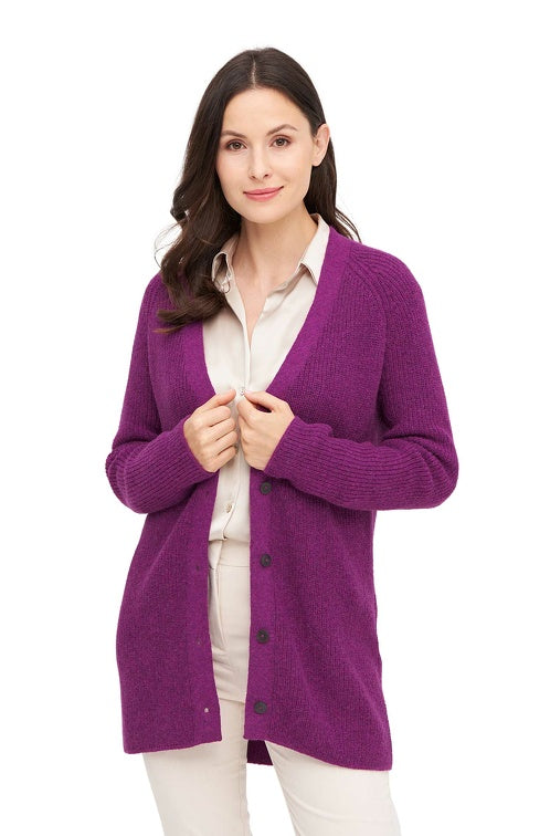 Strickjacke CARICE mit 56% Alpaka und Merino Fuchsia